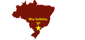 Map of Brazil with Ilha Solteira's location starred
