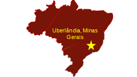 Map of Brazil with Uberlandia, Minas, Gerais' location starred