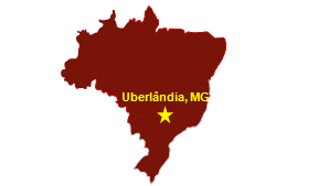 Map of Brazil with Uberlandia's location starred