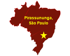 Map of Brazil with Sao Paulo's location starred