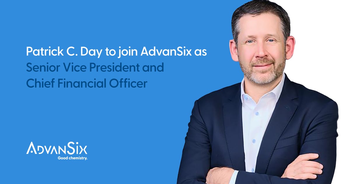Photo announcement of AdvanSix CFO, Patrick Day